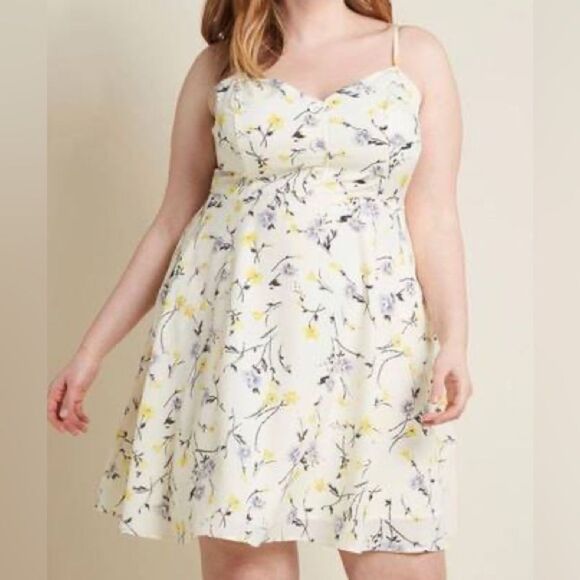 ModCloth Living Lightheartedly Sundress Ivory Print XL - Picture 8 of 8